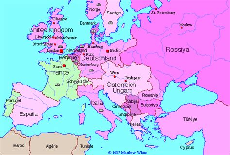 Map of Europe: 1914: On The Eve of World War I .